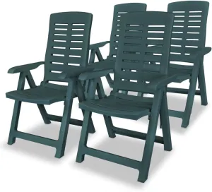 Lounge Chair, Pool Chair, Reclining Patio Chairs 4 pcs, Easy to Clean Suitable for Patio, Porch, Backyard, Balcony, Garden Plastic Green