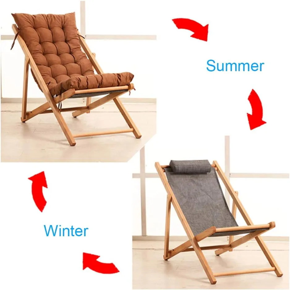 Lounge Chair, Traditional Garden Beach Deck Chairs Classic Sun Loungers Recliners Chairs Wooden Sunloungers Reclining Camping Chairs, White Max. 150KG Lounge Chair