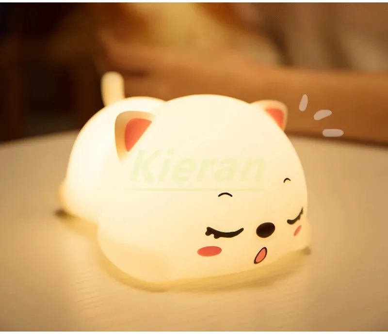 Lovely Cat LED Night Light - USB Rechargeable Touch Lamp