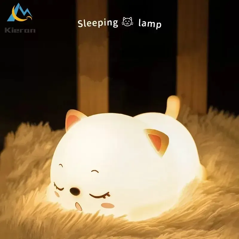 Lovely Cat LED Night Light - USB Rechargeable Touch Lamp