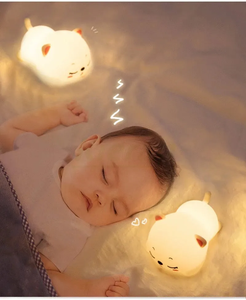 Lovely Cat LED Night Light - USB Rechargeable Touch Lamp
