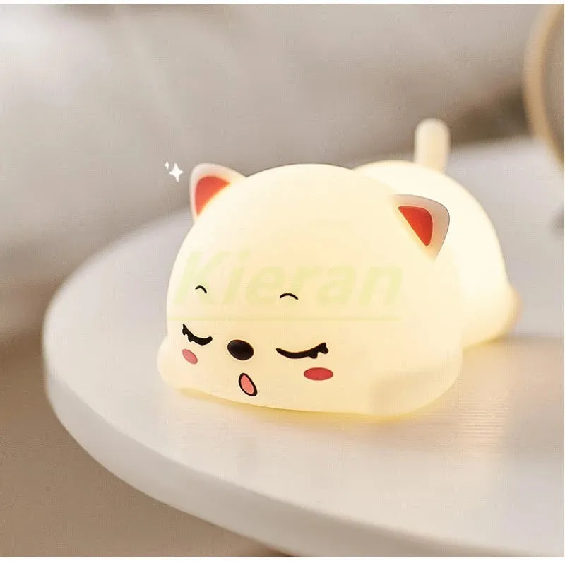 Lovely Cat LED Night Light - USB Rechargeable Touch Lamp