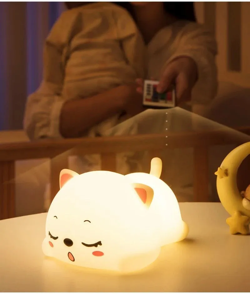 Lovely Cat LED Night Light - USB Rechargeable Touch Lamp
