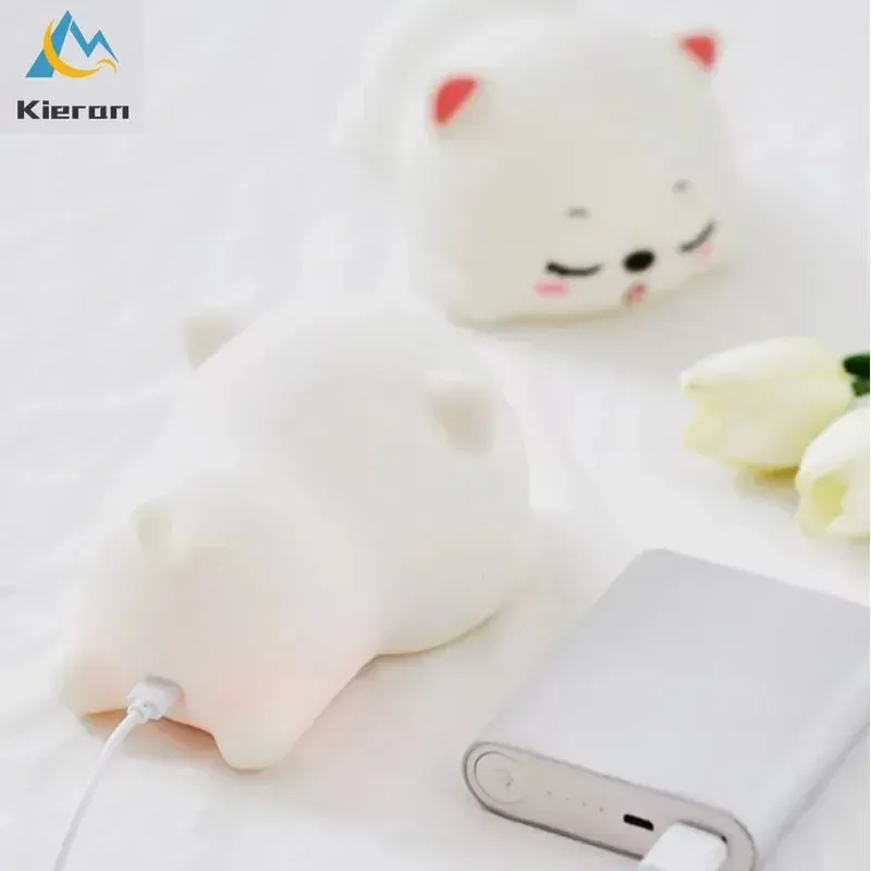 Lovely Cat LED Night Light - USB Rechargeable Touch Lamp