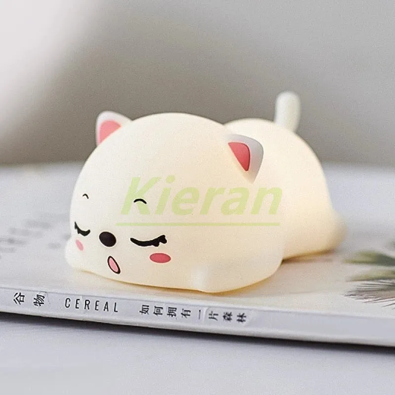 Lovely Cat LED Night Light - USB Rechargeable Touch Lamp