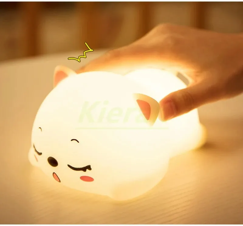 Lovely Cat LED Night Light - USB Rechargeable Touch Lamp