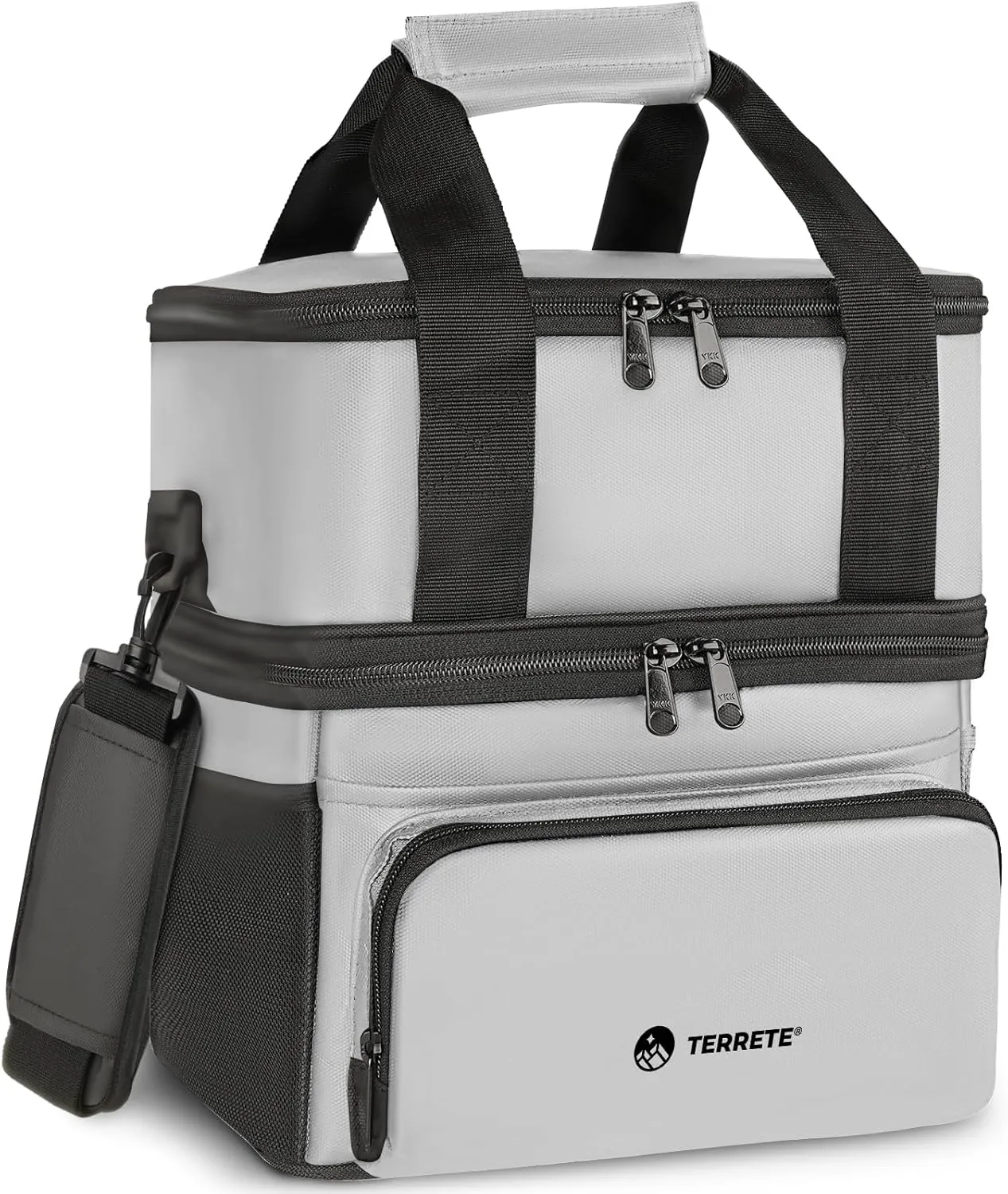 Lunch Bag, Lunch Box for Men, Double Deck Insulated Lunch Bag Women, Leakproof Lunch Cooler Bag for Men Work (Grey 15L)
