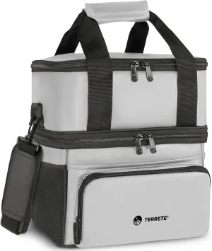 Lunch Bag, Lunch Box for Men, Double Deck Insulated Lunch Bag Women, Leakproof Lunch Cooler Bag for Men Work (Grey 15L)