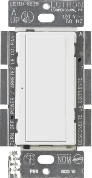 Lutron Maestro Digital Switch, 8A Single Pole/Multi Location, MA-S8AM-WH, White