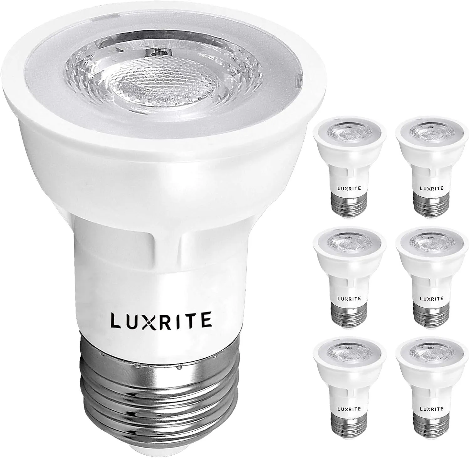 LUXRITE PAR16 LED Bulb, 5.5W (50W Equivalent), 2700K Warm White, 450 Lumens, Dimmable Spot Light, Enclosed Fixture Rated, 40° Beam Angle, ETL, Damp Rated, E26 Medium Base (6 Pack)