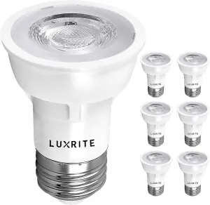 LUXRITE PAR16 LED Bulb, 5.5W (50W Equivalent), 2700K Warm White, 450 Lumens, Dimmable Spot Light, Enclosed Fixture Rated, 40° Beam Angle, ETL, Damp Rated, E26 Medium Base (6 Pack)