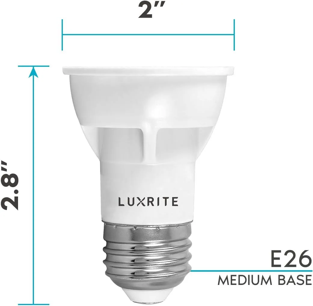 LUXRITE PAR16 LED Bulb, 5.5W (50W Equivalent), 2700K Warm White, 450 Lumens, Dimmable Spot Light, Enclosed Fixture Rated, 40° Beam Angle, ETL, Damp Rated, E26 Medium Base (6 Pack)