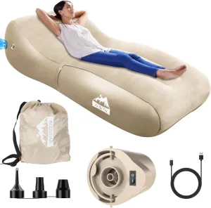 Luxury Inflatable Lounger Ultra-Wide 35.4 ”, Self Inflatable Couch with Built-in Pump, Comfortable Top Surface Camping Mattress, Portable Blow Up Sofa Air Chair for Home Outdoor Camping