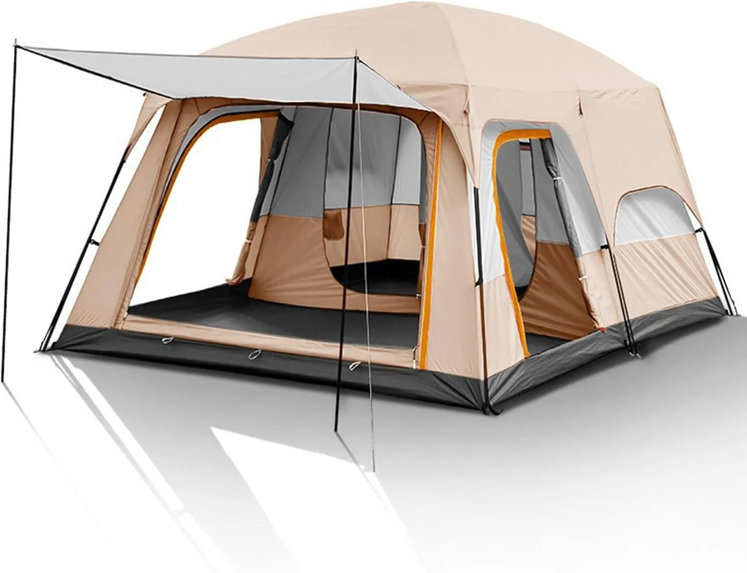 Luxury Yurt Tent for Family Glamping, 4 Season Waterproof Camping Yurt Tent for 5~6 People, Canvas Bell Tent for Family Camping Outdoor Hunting Party