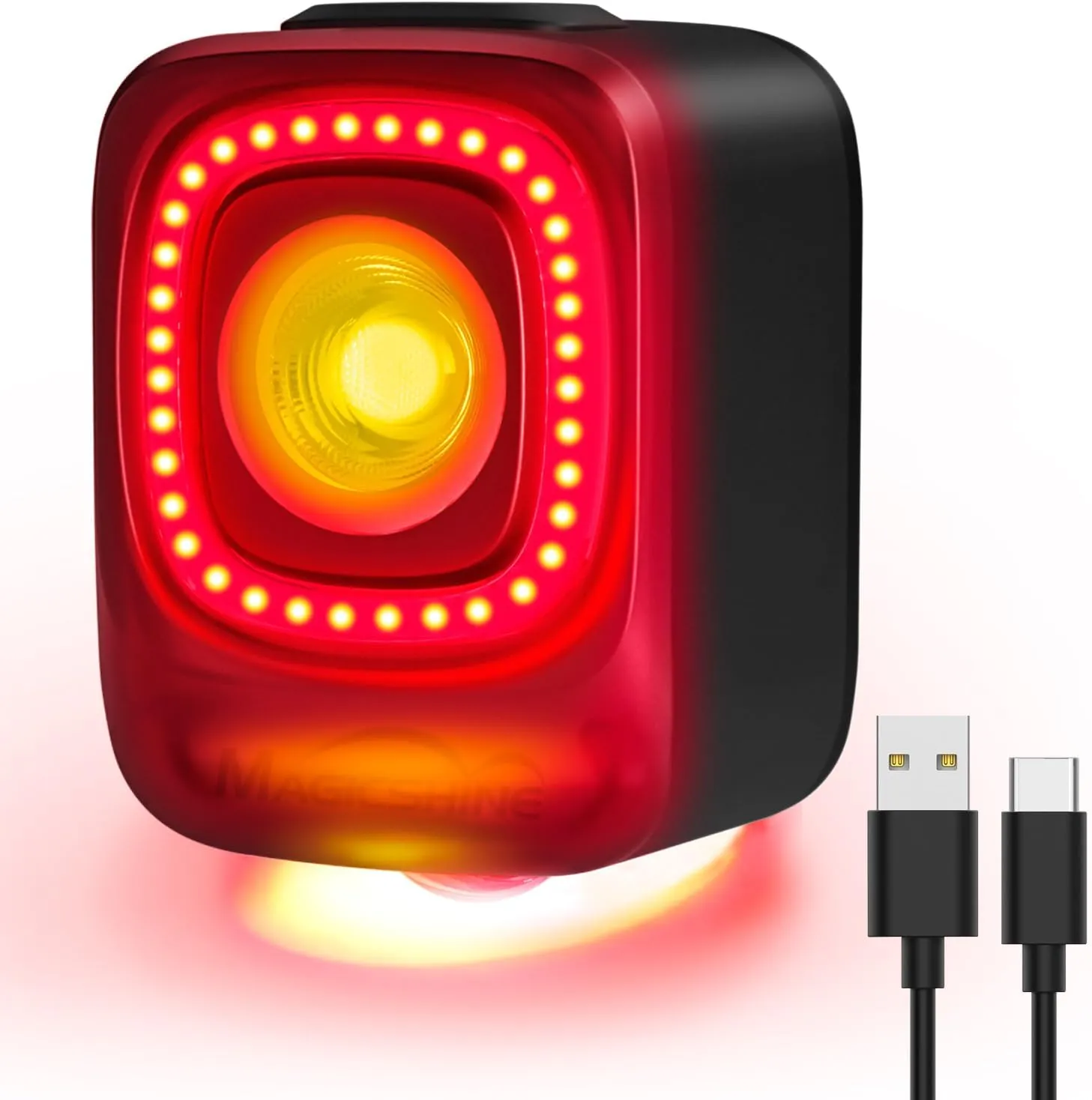 Magicshine SEEMEE 200 Rechargeable Bike Tail Lights,200 Lumens, 360° Visibility Bicycle Lights, Smart Brake Sensor IPX6 Waterproof Rear Bike Lights 5 Modes for Road Urban Cyclists