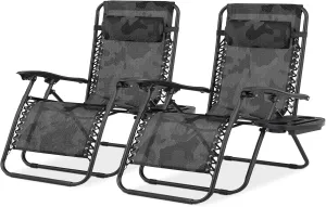 Magshion Zero Gravity Lounge Chairs Set of 2 with Cup Holder Tray, XL Patio Recliner Chair Foldable Outdoor Anti-Gravity Chairs, Camouflage (330lb Weight Capacity)