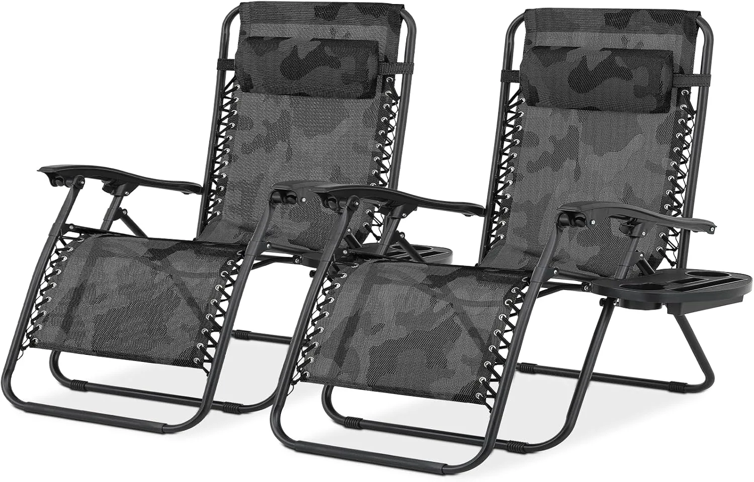 Magshion Zero Gravity Lounge Chairs Set of 2 with Cup Holder Tray, XL Patio Recliner Chair Foldable Outdoor Anti-Gravity Chairs, Camouflage (330lb Weight Capacity)