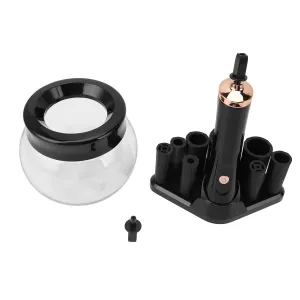 Makeup Brush Cleaner Dryer, 8 Size Silicone Collars Quick Wash and Dry Makeup Brush Cleaner Machine for Home (Black)