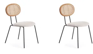 Manhattan Comfort Set of 2 Jardin Dining Chairs - Natural Cane & Oatmeal|Ensemble 2 chaises de salle à manger Jardin de Manhattan Comfort - cannage naturel et avoine