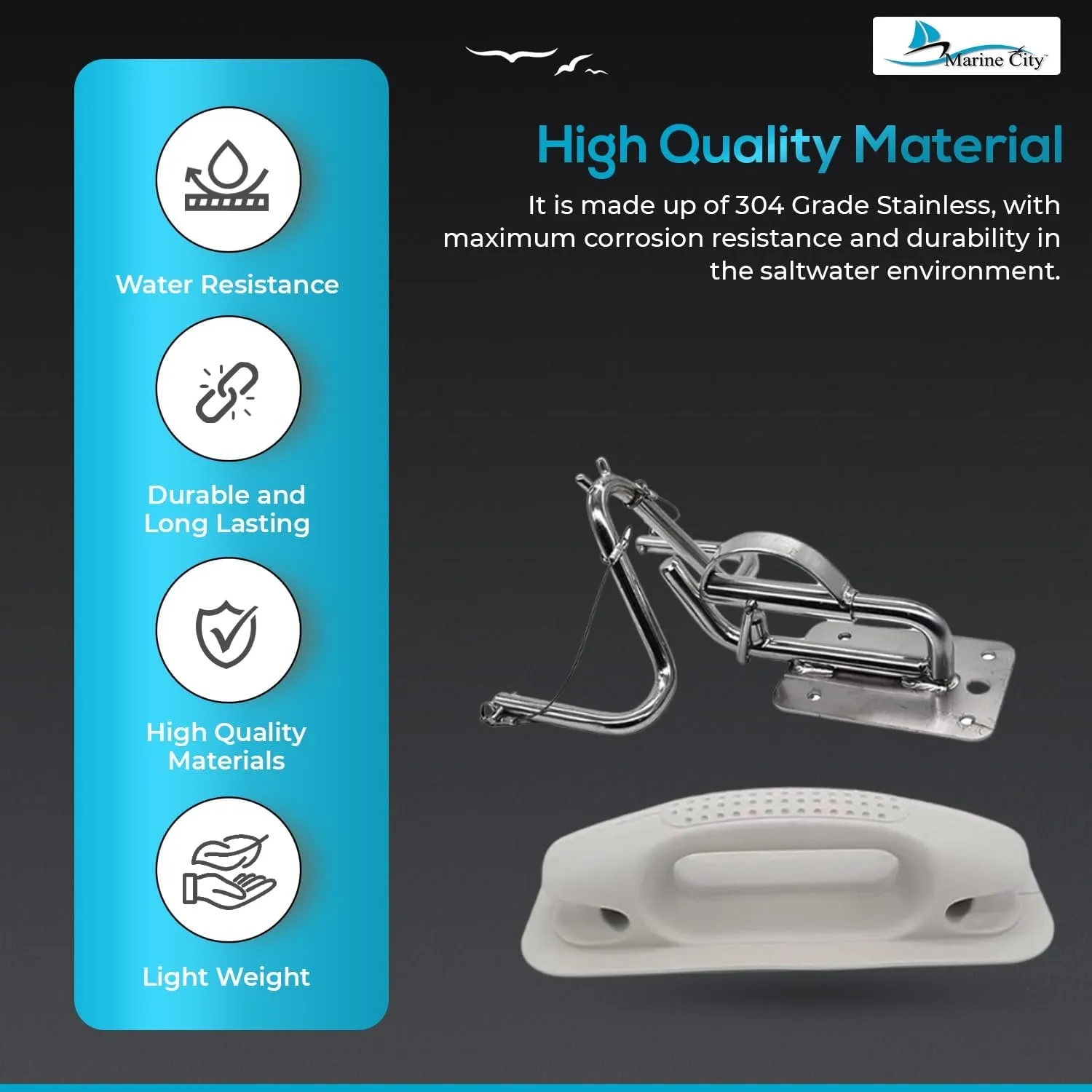 MARINE CITY Package Quick Release Snap Davits Set with Handle pad for Inflatable Boats