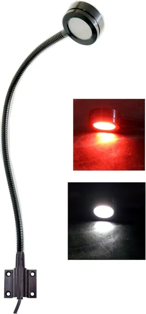 Marine Led White/Red Light, 20 inch gooseneck arm, dimmable Lamps, Flexible Reading Chart Light for Boat, Rv, Caravan