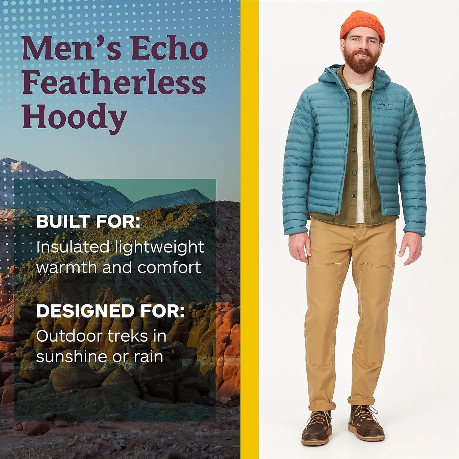 MARMOT Men's Echo Featherless Hoody - Lightweight Down-Alternative Puffer Jacket with Hood