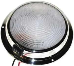 Mars Dome LED Cabin Light, 6-3/4in led dome light chrome wht/rd