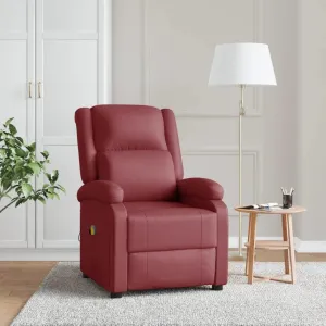 Massage Chair Wine Red Faux Leather,Relaxation Heaven: Massage Reclining Chair with Vibrating Massage and Ergonomic Comfort