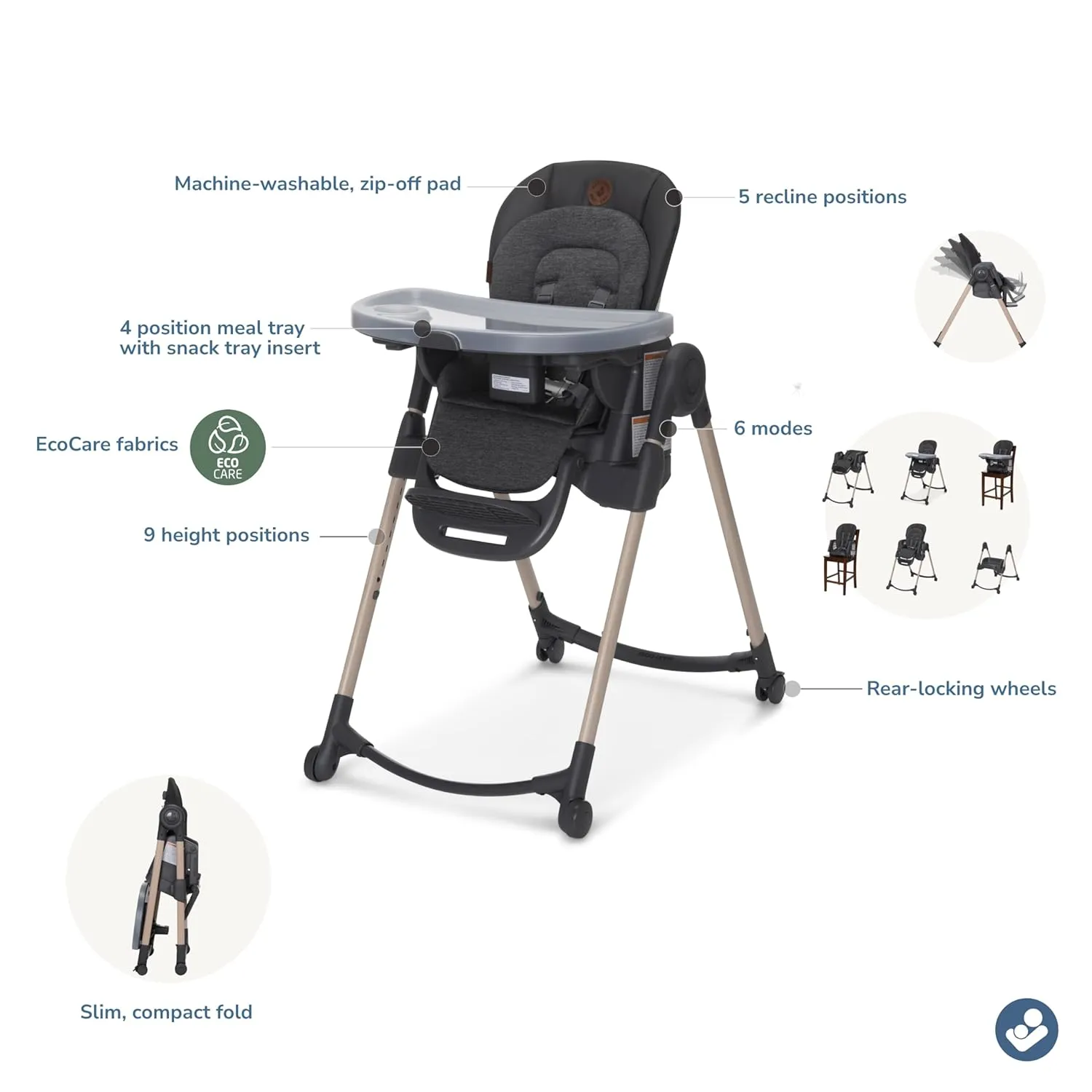 Maxi-Cosi Minla 6-in-1 High Chair in Classic Graphite
