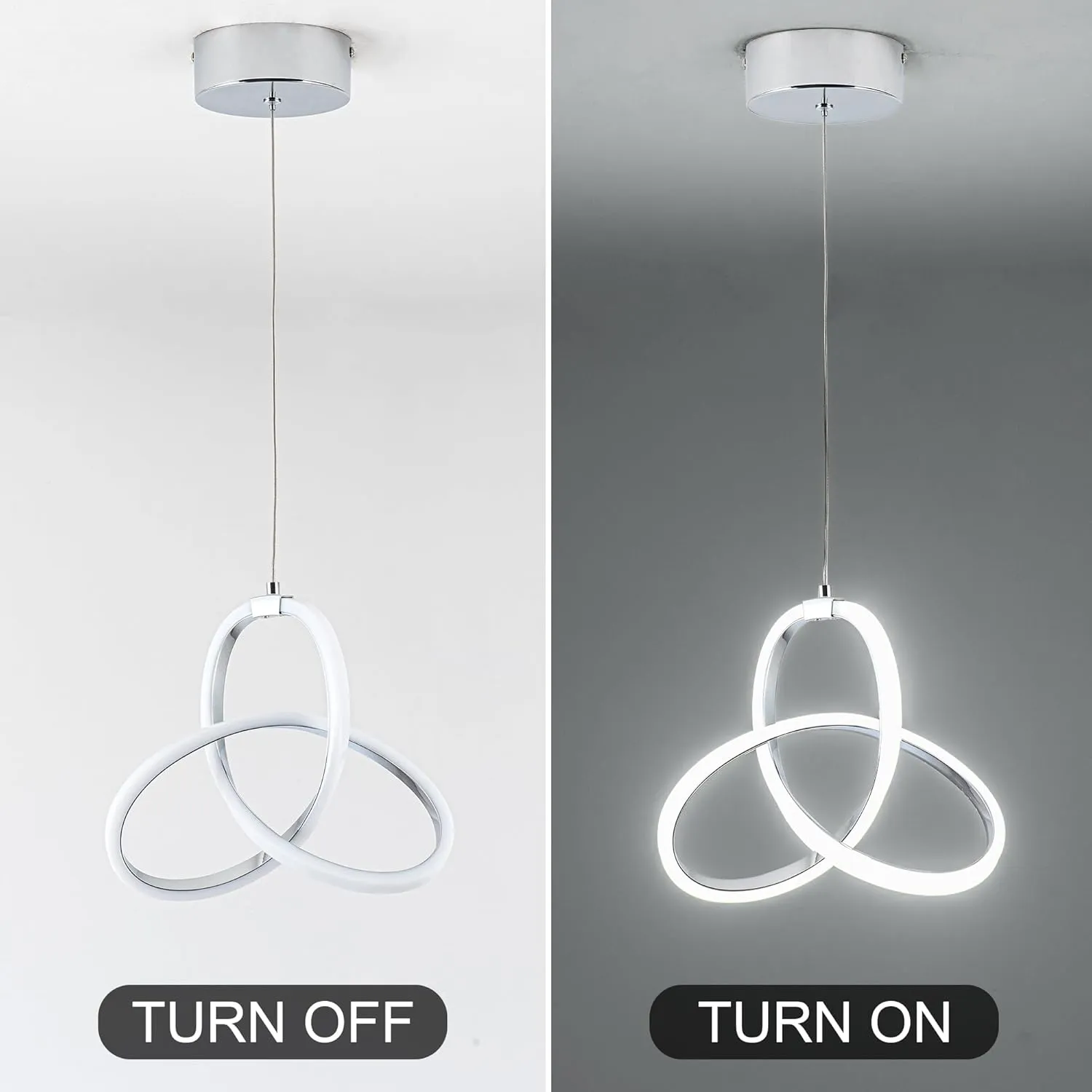 MAYNA LED Pendant Light Fixture, Modern Dining Room Chandelier, 16W Adjustable Height Island Light Fixture for Kitchen Bedroom Kitchen Island Cafe,1 Pack