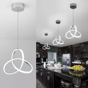 MAYNA LED Pendant Light Fixture, Modern Dining Room Chandelier, 16W Adjustable Height Island Light Fixture for Kitchen Bedroom Kitchen Island Cafe,1 Pack
