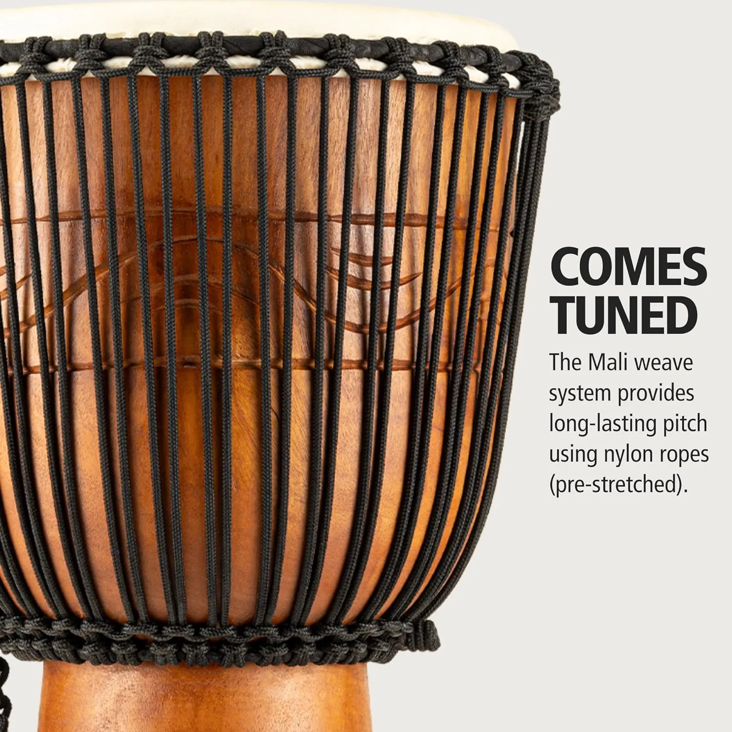Meinl Percussion ADJ2-L BAG African Style Rope Tuned 12-Inch Wood Djembe with Bag, Brown