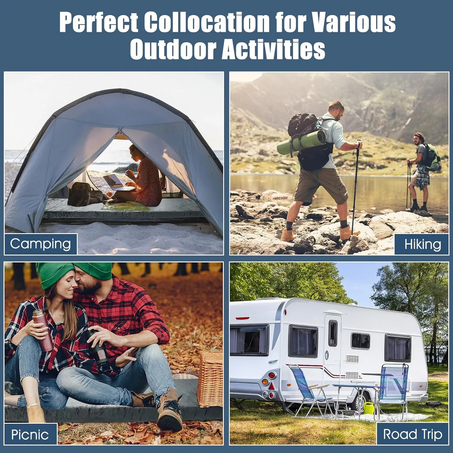 Memory Foam Camping Mattress, Portable Roll Up Sleeping Mat w/Non-Slip Bottom, Carry Bag, Floor Mattress Guest Bed for Sleepover, Thick Sleeping Pad for Camping Car Travel Backpacking
