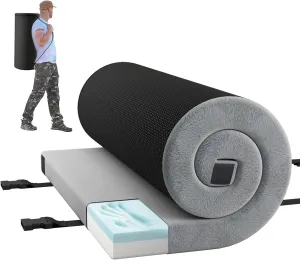 Memory Foam Camping Mattress, Portable Roll Up Sleeping Mat w/Non-Slip Bottom, Carry Bag, Floor Mattress Guest Bed for Sleepover, Thick Sleeping Pad for Camping Car Travel Backpacking