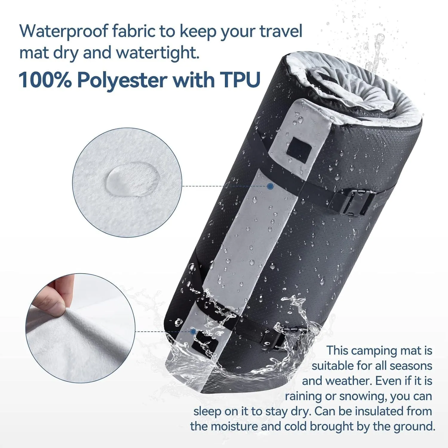 Memory Foam Camping Mattress Portable Sleeping Mat Roll up Mattress Pad with Travel Bag, for Car Camping