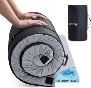 Memory Foam Camping Mattress Portable Sleeping Mat Roll up Mattress Pad with Travel Bag, for Car Camping