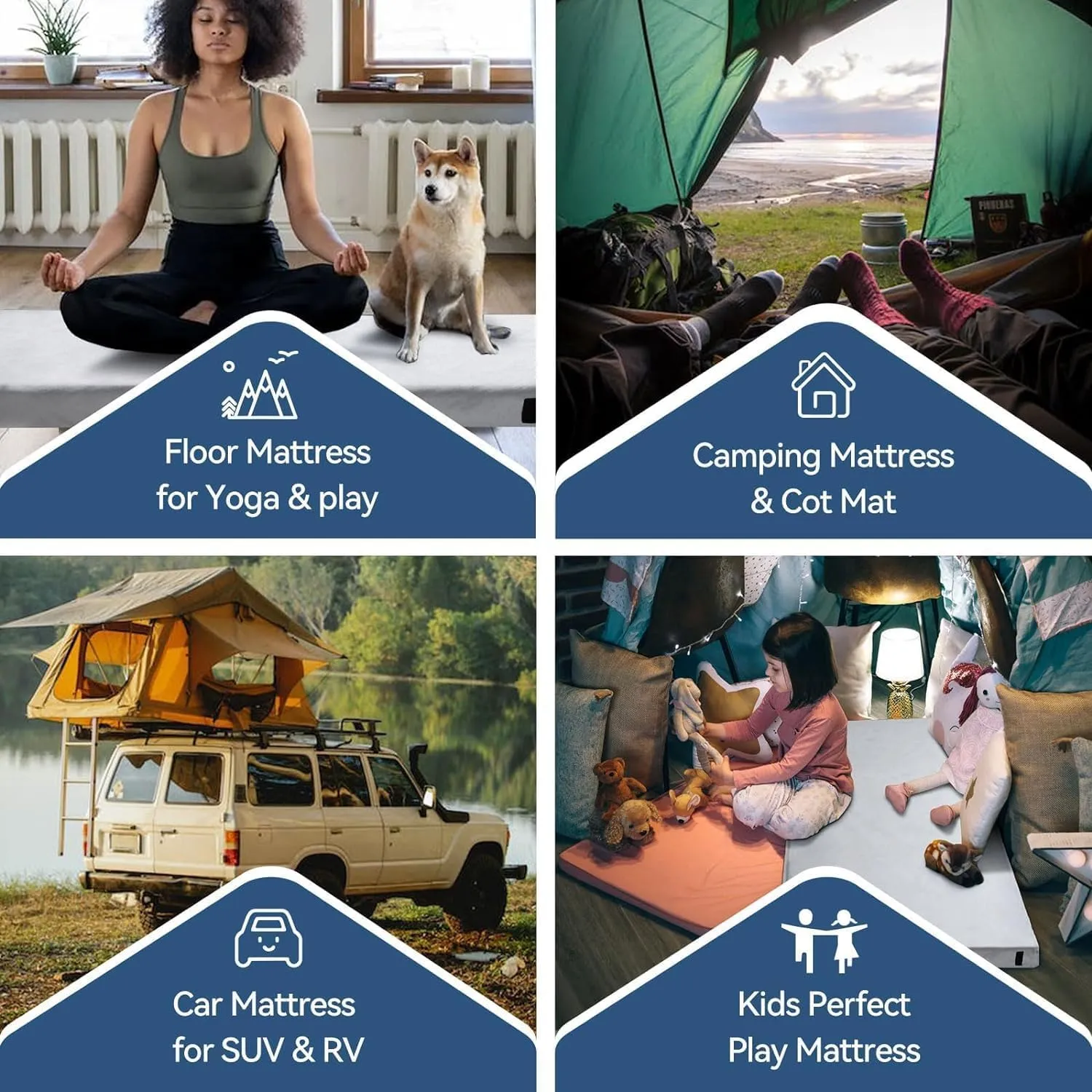 Memory Foam Camping Mattress Portable Sleeping Mat Roll up Mattress Pad with Travel Bag, for Car Camping