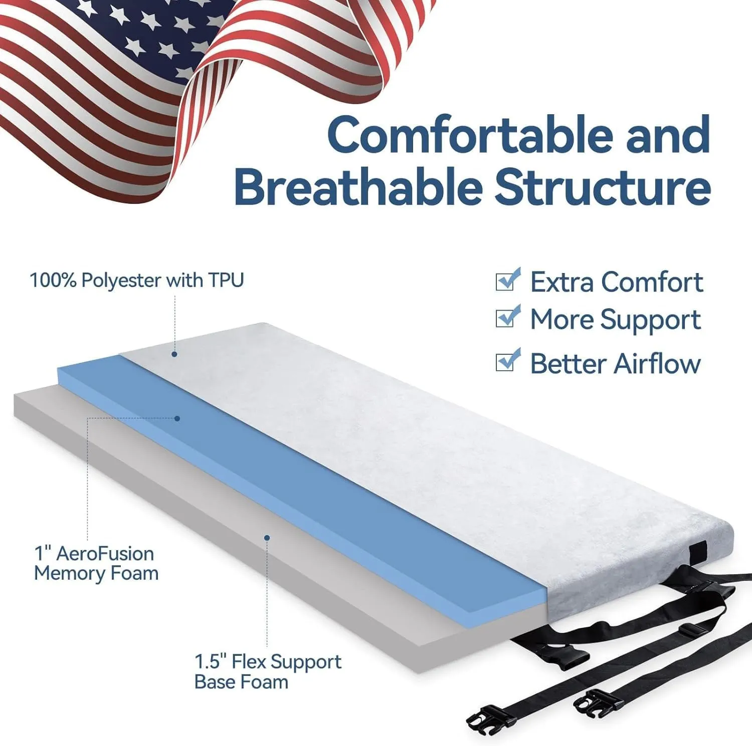 Memory Foam Camping Mattress Portable Sleeping Mat Roll up Mattress Pad with Travel Bag, for Car Camping