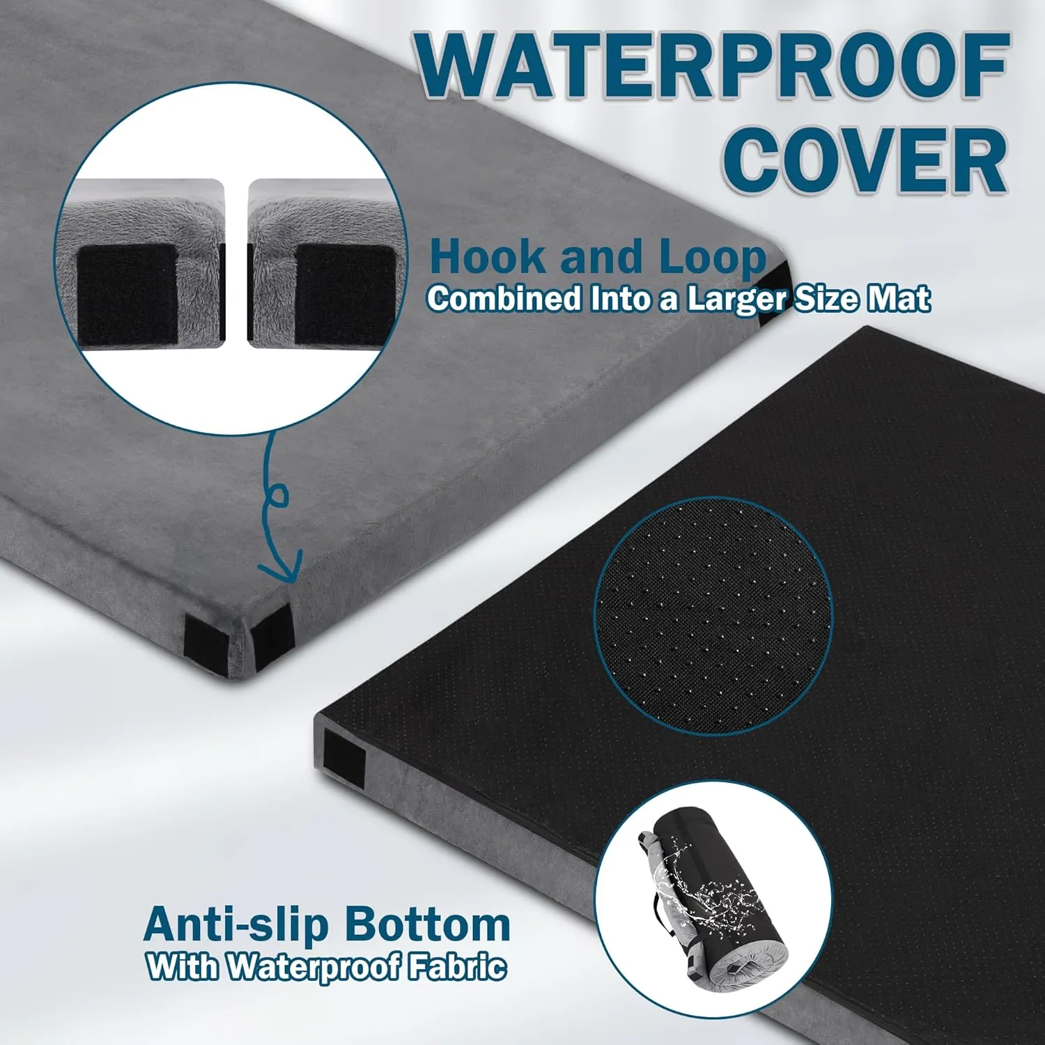 Memory Foam Camping Mattress | Potable Backpacking Sleeping Pad W/Waterproof Cover & Carry Bag | Roll Up Cot Mattress for Floor, Travel,Camping | Kids, Single or Twin