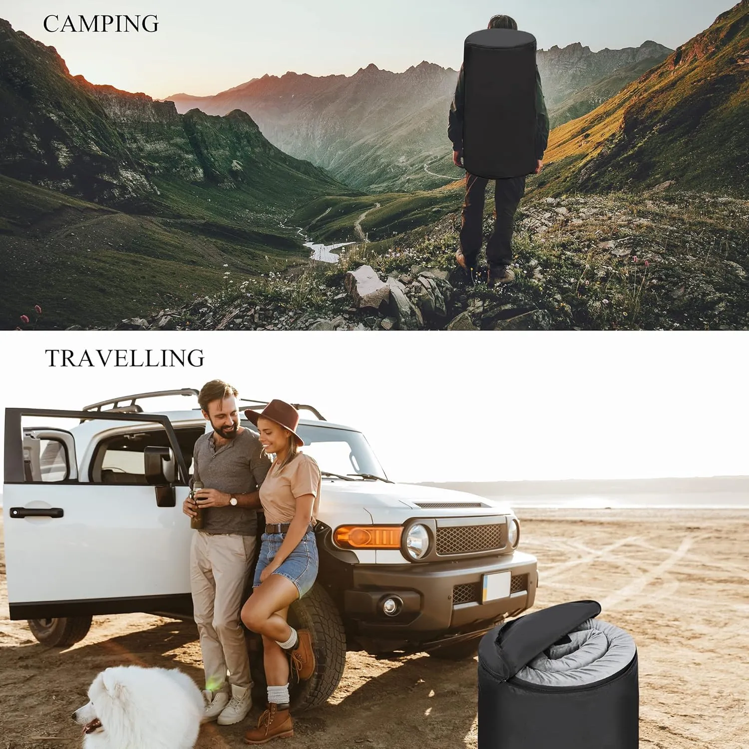 Memory Foam Camping Mattress | Potable Backpacking Sleeping Pad W/Waterproof Cover & Carry Bag | Roll Up Cot Mattress for Floor, Travel,Camping | Kids, Single or Twin