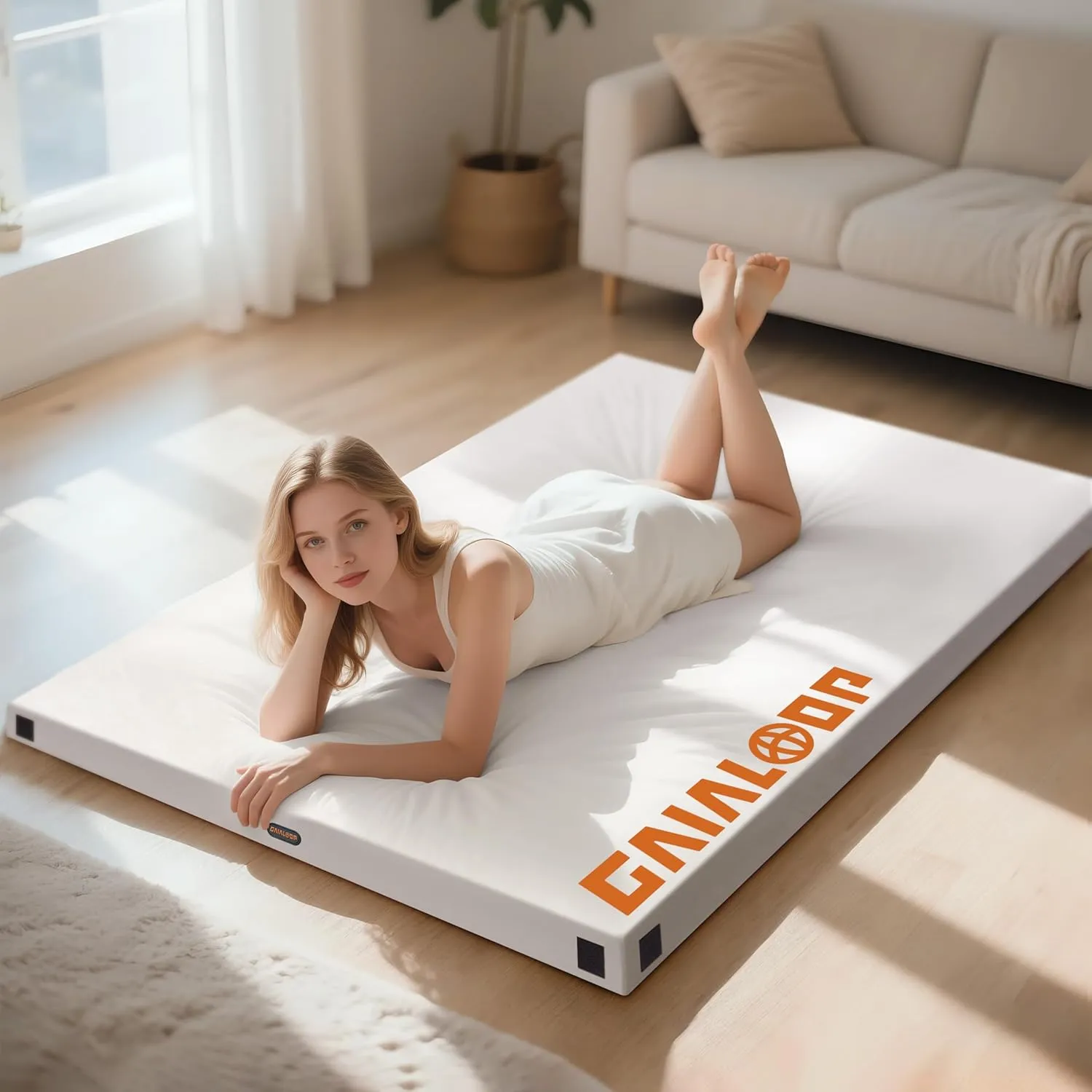 Memory Foam Camping Mattress Twin Size Green and White Bundle