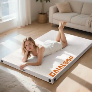 Memory Foam Camping Mattress Twin Size Green and White Bundle