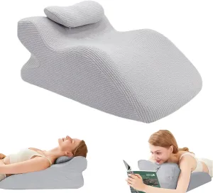 Memory Foam Face Down Pillow, Ergonomic Wedge Design with Neck Support, Washable Cover, Grey