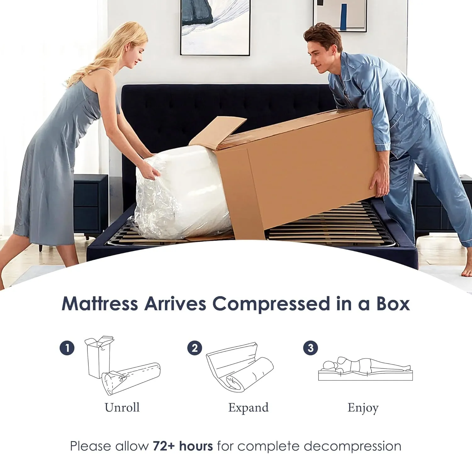 Memory Foam Mattress, 12 Inch Queen Mattress in a Box, Cooling Gel Infused Mattress for Pressure Relief, Bed in a Box CertiPUR-US Certified & Fiberglass Free, Washable Cover