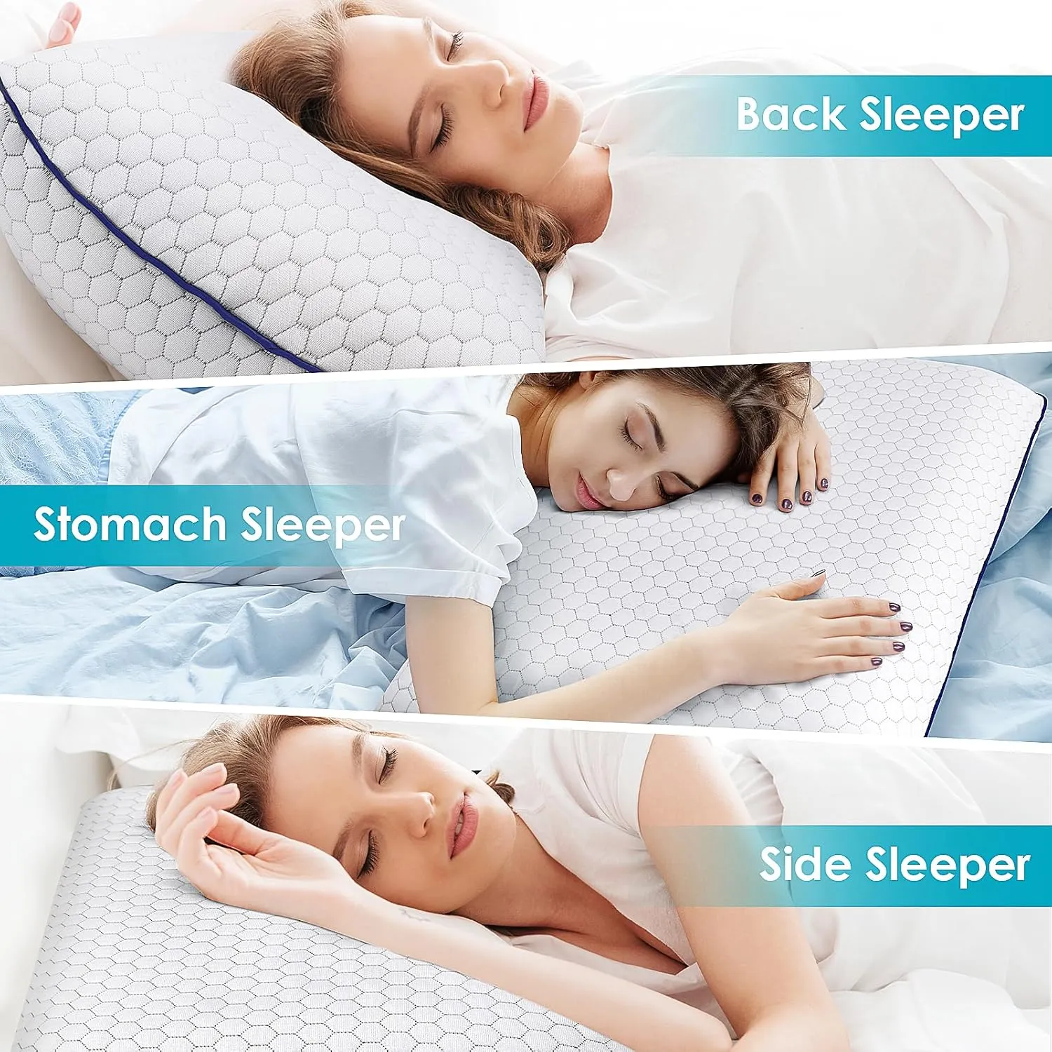Memory Foam Pillows for Side, Back and Stomach Sleepers, Bed Pillow with Washable Cover and Breathable Mesh, Bed Pillow for Sleeping King Size (Grey)