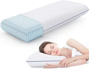 Memory Foam Pillows for Side, Back and Stomach Sleepers, Bed Pillow with Washable Cover and Breathable Mesh, Bed Pillow for Sleeping King Size (Grey)