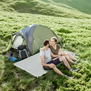 Memory Foam Short Plush Bed Surface Gray Camping Mattress with Storage Bag with Pillow, Memory Foam Camping Mattress