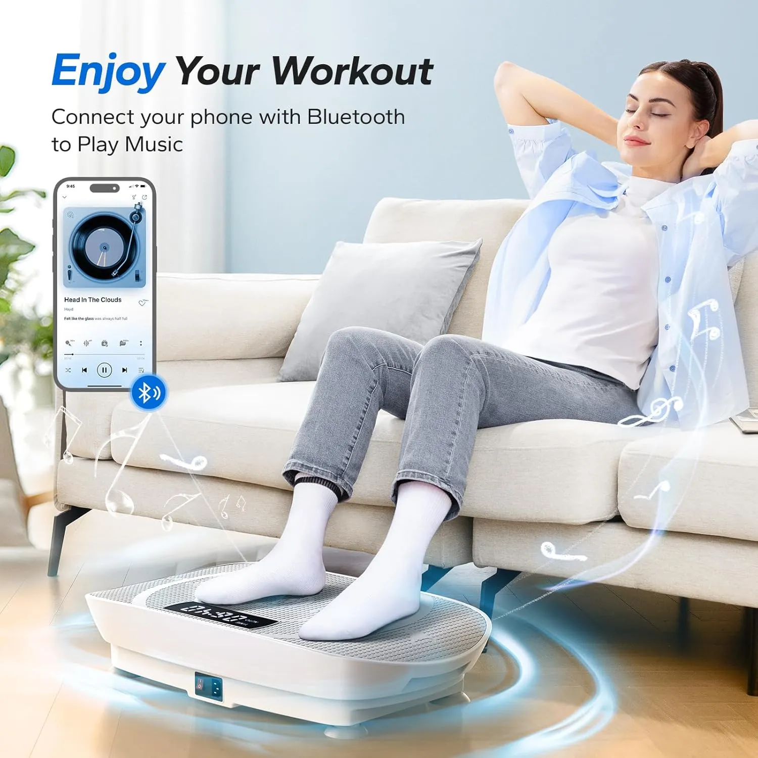 MERACH Vibration Plate Exercise Machine, Whole Body Workout Equipment for Women, Bluetooth and Silicone Pedal, Vibration Plate with Auto Mode, Vibrate Fitness Platform for Home