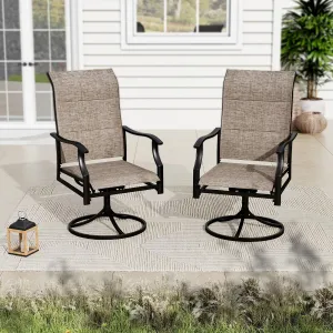 MFSTUDIO Patio Swivel Chairs Set of 2, High Back Outdoor Dining Chairs with Sturdy Metal Fame & Breathable Textilene Fabric for Deck, Backyard, Lawn, Garden