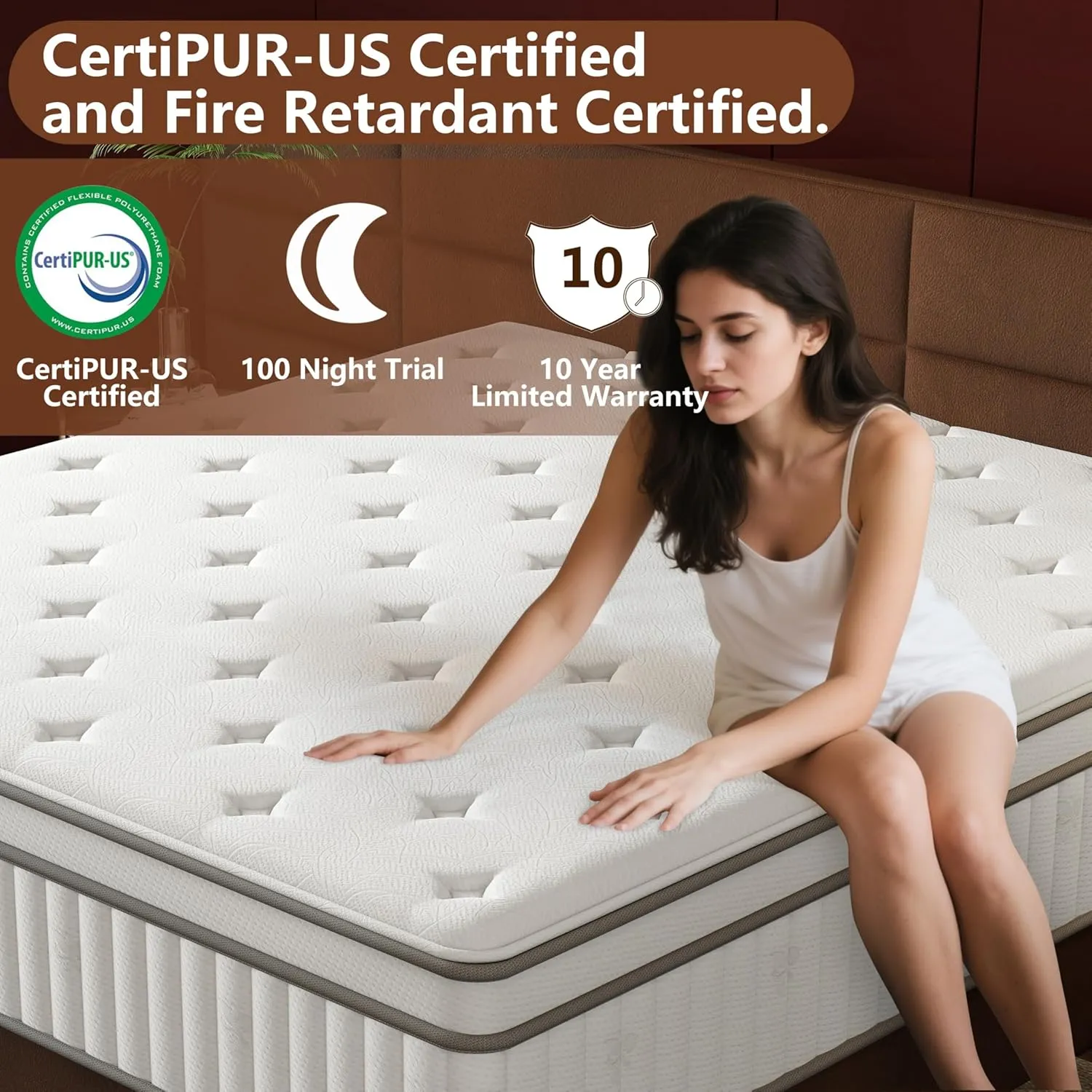mikibama Queen Size Mattress, 12 Inch Hybrid Mattress in a Box for Queen Bed with Memory Foam and Pocket Spring,Tight Top Medium Firm Feel, 60"*80"*12",100 Night Trial